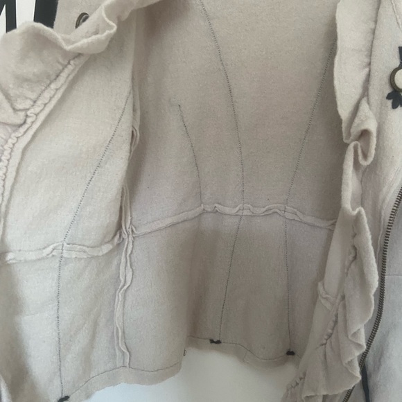 Anthropologie Charlie + Robin vintage style cream 100% wool jacket - Picture 14 of 15